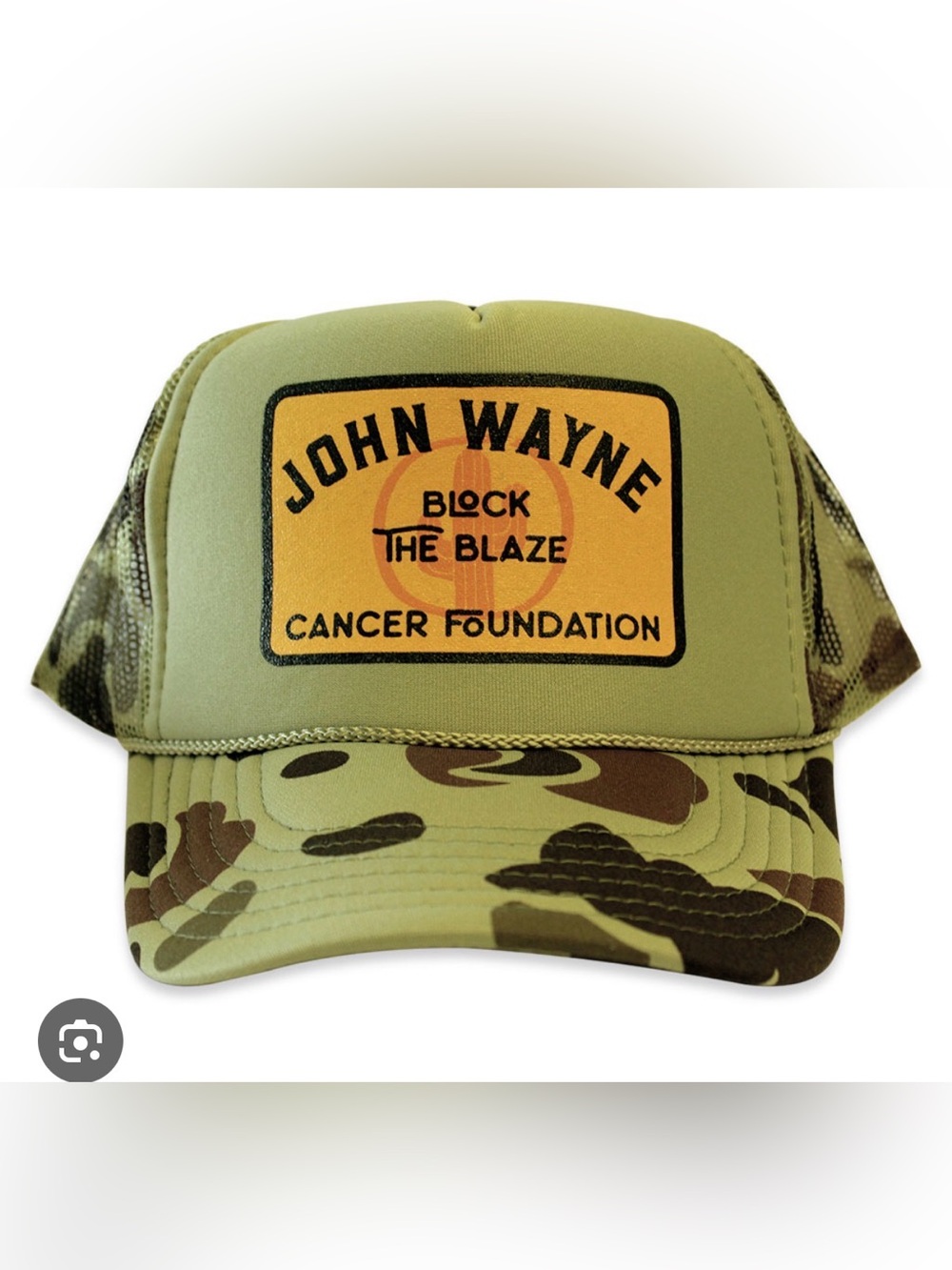 OTTO Olive Green Camo Trucker Hat with Yellow Patch